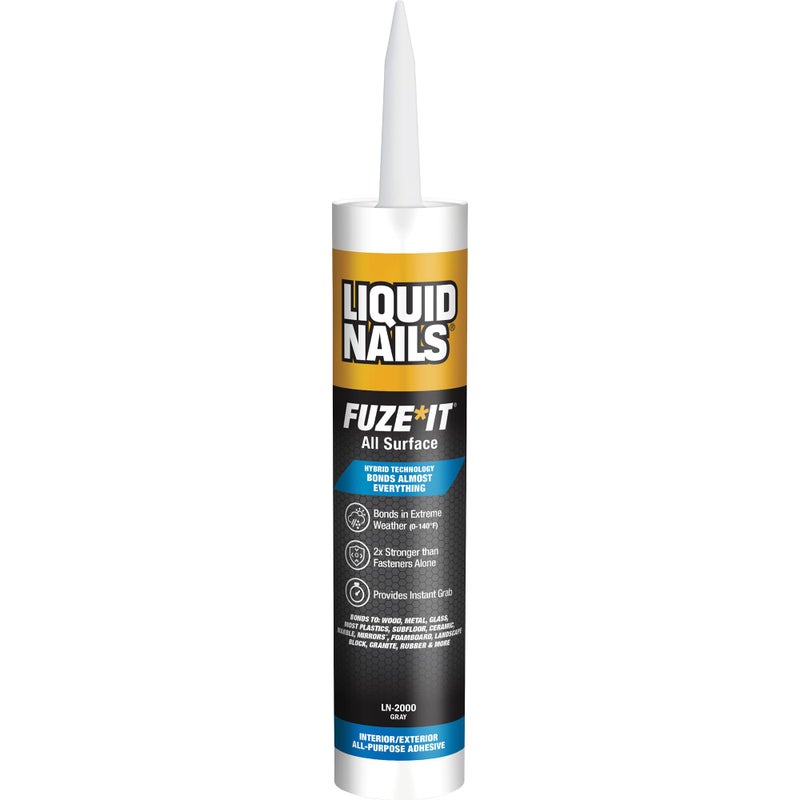 Liquid Nails 56198673380 LN-2000 FuzeIt All Surface Construction Adhesive (9-Ounce) , Gray - Image 1